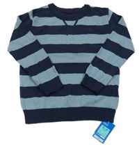 Nové - Tmavomodro-modrošedý pruhovaný svetr M&S