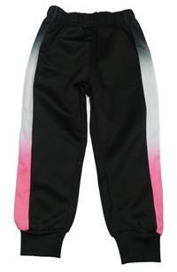 Čierne športové tepláky s batikovaným pruhom