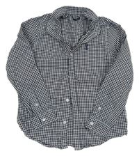 Tmavomodro-bílá kostkovaná košile s výšivkou Next