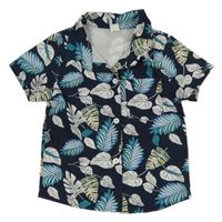 Tmavomodrá košeľa s listami Shein