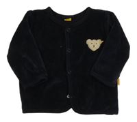 Čierna zamatová zateplená prepínaci mikina s medvěďom Steiff