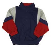 Tmavomodro-sivo-červená oversize mikina s žebrováním George