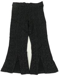 Čierne trblietavé flare legíny