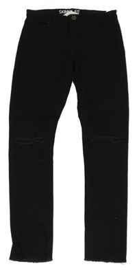 Čierne skinny fit rifle s dírami na kolenou H&M