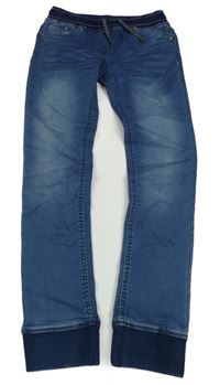 Modré teplákové cuff rifle s úpletovým pasem Yigga