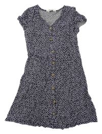 Černo-lila kvetované prepínaci ľahké šaty H&M