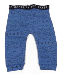 Modro-čierne vzorované ľahké tepláky s logom Baker