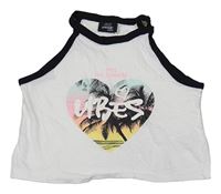 Biely crop top s palmami a nápisom Page One Young