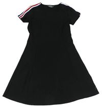 Čierne rebrované šaty s kolovou sukní Primark