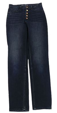Tmavomodré high waist skinny rifle H&M