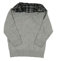 Sivý ľahký sveter s všitým košeľovým golierikom Matalan
