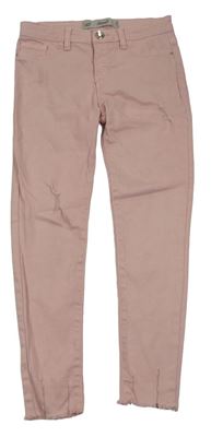 Světlerůžové skinny plátěné kalhoty Denim Co.