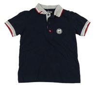 Tmavomodré polo tričko s šedým lemem