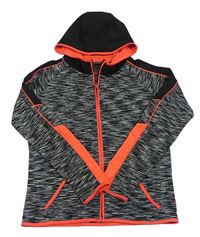 Černo-šedo-neonová propínací sportovní mikina s kapucí Yd.