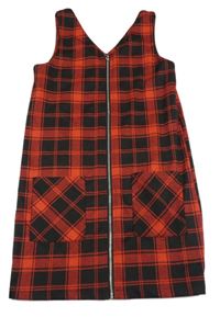 Čierno-červené kockované prepínaci šaty s vreckami George