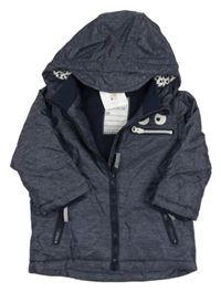 Nové - Tmavomodrá melírovaná šusťáková zateplená bunda s kapucí Topomini