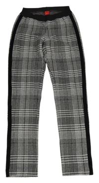 Čierno-sivé kockované úpletové nohavice S. Oliver