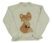 Smetanový chlupatý svetr s liškou C&A