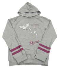 Sivá melírovaná mikina s Hedvikou a kapucí - Harry Potter