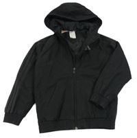 Černá šusťáková zateplená bunda s logem a kapucí Adidas