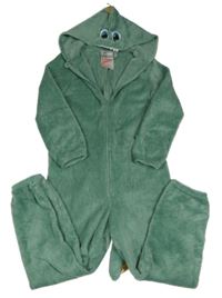 Zelená chlpatá kombinéza s ostny a ocasem a kapucňou H&M