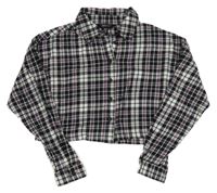 Černo-bílo-růžová kostkovaná crop halenka New Look