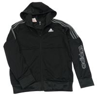 Černá sportovní funkční propínací mikina s logem a kapucí Adidas