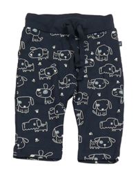 Tmavomodré lehké tepláky s pejsky 