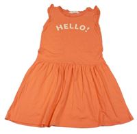 Oranžové šaty s nápisom H&M