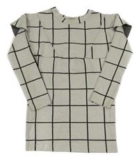 Sivo-čierne kockované úpletové šaty s volánikom Tu