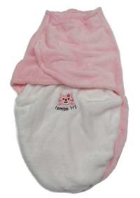 Růžovo-bílá plyšová zavinovačka s kočkou 