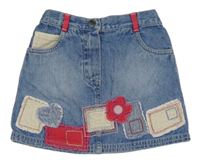 Modrá rifľová sukňa s nášivkami Next