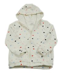 Biela prepínaci mikina so srdiečkami a kapucňou Topolino