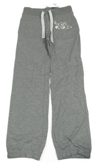 Nové - šedé melírované tepláky s nápisem Alive