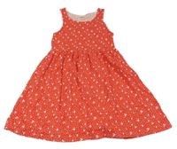 Červeno-biele kvetované bavlnené šaty kiabi