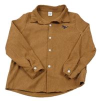 Hnedá ľahká menšestrová košeľa s výšivkou shein