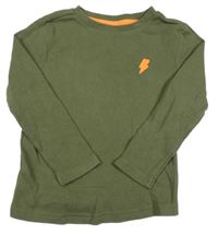 Khaki rebrované tričko s výšivkou F&F