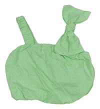 Zelený plátenný crop top s mašlou Zara