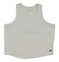 Biely rebrovaný crop top Zara