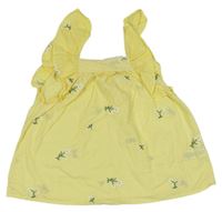 Žlté šaty s výšivkami květů Next