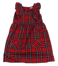 Červeno-tmavomodré kockované šaty zn. Primark
