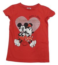 Červené tričko s Mickeym a Minnie George