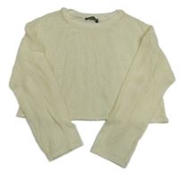 Smetanové perforované crop triko Primark