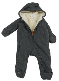 Sivá tepláková zateplená kombinéza s kapucňou H&M