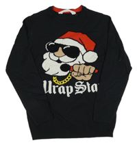 Čierny vianočný sveter so Santou H&M