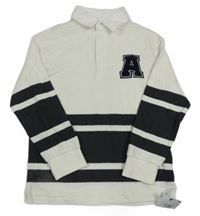 Nové - Bielo-antracitová mikina s pruhmi a písmenem M&S