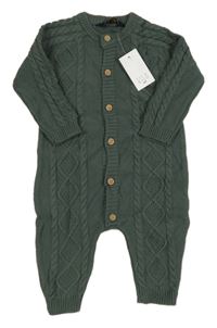 Nové - Tmavozelený vzorovaný svetrový overal 