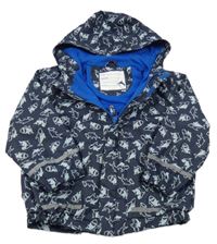 Tmavomodrá voděodolná podšitá bunda se žraloky a kapucí Kiki&Koko