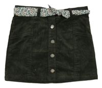 Nové - Tmavozelená menšestrová sukňa s opaskom