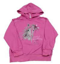 Ružová mikina s koněm a kapucňou